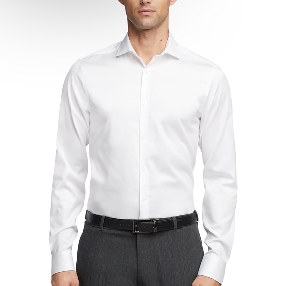 Calvin Klein Infinite Non-Iron Slim Fit Stretch Collar Dress Shirt, White - Picture 2 of 2